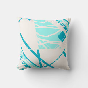 Aqua Turquoise op Off-white Abstract MCM-geïnspire Kussen