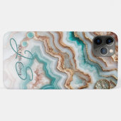 Aqua Turquoise Pink Rose Gold Marble Art Pattern Case-Mate iPhone Case (Achterkant (horizontaal))