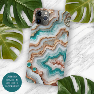 Aqua Turquoise Pink Rose Gold Marble Art Pattern iPhone 11 Pro Max Hoesje