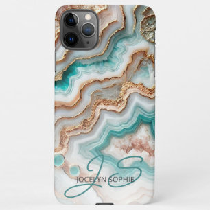 Aqua Turquoise Pink Rose Gold Marble Art Pattern iPhone 11Pro Max Hoesje