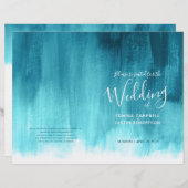 Aqua turquoise programme de mariage d'art abstrait (Devant / Derrière)