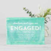 Aqua Turquoise Rolled Ink Engagement Party Kaart (Staand voorkant)