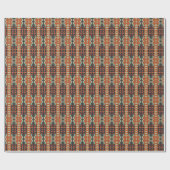 Aqua Turquoise Rust Oranje Dark Brown Mosaic Art Cadeaupapier (Vlak)