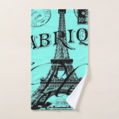 aqua turquoise scripts turquoises Paris Tour Eiffe (Serviette à main)