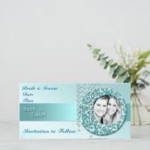 Aqua Turquoise Sla de datum op Save The Date (Staand voorkant)