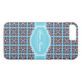 Aqua Turquoise Squares Pattern Gepersonaliseerd Case-Mate iPhone Case (Achterkant (Horizontaal))