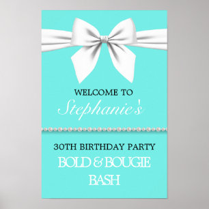 Aqua Turquoise Tiffany Theme Party Affiche de bien
