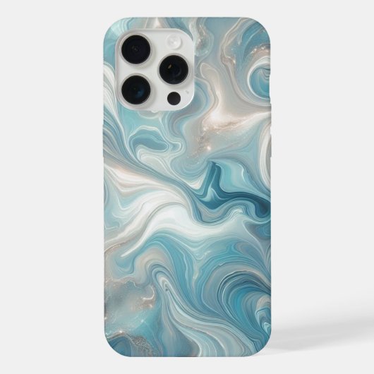 Aqua Turquoise Turquoise Bleu Blanc Marbre Argent (Verso)