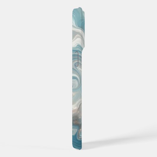 Aqua Turquoise Turquoise Bleu Blanc Marbre Argent (Côté droit)