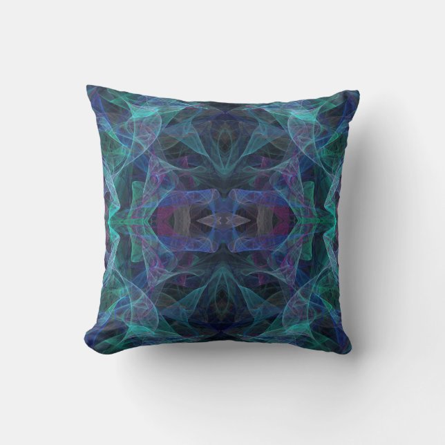 Aqua, Turquoise, violet, vert Abstrait Coussin fra (Recto)