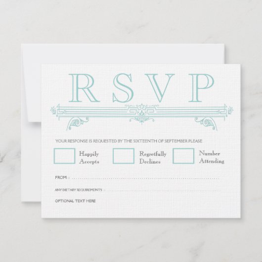 Aqua Turquoise Wedding RSVP-kaarten RSVP Kaartje (Voorkant)