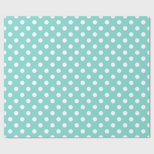 Aqua Turquoise Wit Extra Groot Polka Dot Patroon Cadeaupapier (Vlak)