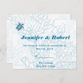 Aqua Turtle Liefde Bruiloft Reactie Kaart (Voorkant / Achterkant)