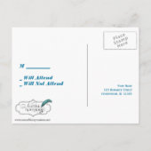 Aqua Turtle Love Wedding RSVP Briefkaart (Achterkant)