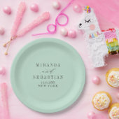 Aqua typografie monogram bruiloft papieren bordje (Feest)