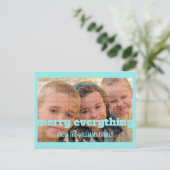 Aqua Typographie Merry Tout Photo Carte postale (Debout devant)
