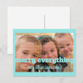 Aqua Typographie Merry Tout Photo Carte postale (Devant / Derrière)