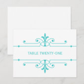 Aqua v2 Fancy Ornamial Numéro de table Carte posta (Devant / Derrière)