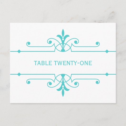 Aqua v2 Fancy Ornamial Numéro de table Carte posta (Devant)