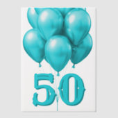 Aqua Verjaardag Ballonnen Age Overlay Vellum Uitnodigingen (Voorkant)