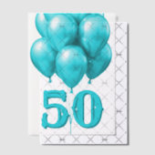 Aqua Verjaardag Ballonnen Age Overlay Vellum Uitnodigingen (Offset (Uitnodiging))