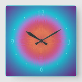 Aqua verlicht Oranje roze ontwerp > wandklokken Vierkante Klok