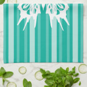 Aqua Victoriaans streep met vlinder Theedoek (Gevouwen)