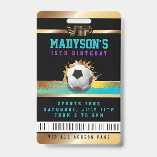 Aqua VIP SOCCER ALL ACCESS Gold Pass Badge