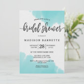 Aqua Watercolor Brush Invitation de douche nuptial (Debout devant)