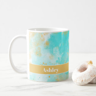 Aqua Watercolor Laver et nom personnalisable Mug
