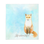 Aqua Watercolor Orange Fox Notitieblok (Voorkant)