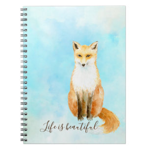 Aqua Watercolor Orange Fox Notitieboek