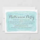 Aqua Watercolor Spider Web Halloween Invitation de (Devant)