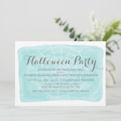 Aqua Watercolor Spider Web Halloween Invitation de (Debout devant)