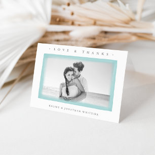 Aqua Watercolor Wedding Photo Thank You Bedankkaart
