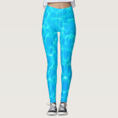 Aqua-waterpatroon met reflectiegolven leggings (Voorkant)