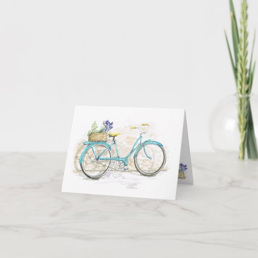 Aqua Waterverf Fiets met Mand Kaart (Voorkant)