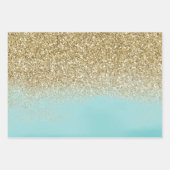 Aqua Waterverf Gold Glitter Inpakpapier Vel (Voorkant 2)