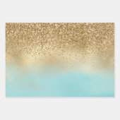 Aqua Waterverf Gold Glitter Inpakpapier Vel (Voorkant)