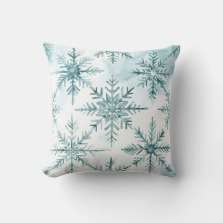 Aqua Waterverf Snowflake Pattern Sierkussen