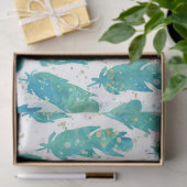 Aqua Waterverf veren Tissuepapier (Geschenk)