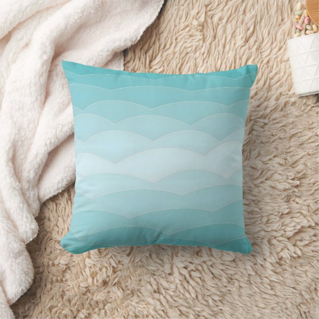 Aqua Wave Gradient | Modern Ocean Pattern Kussen (Deken)