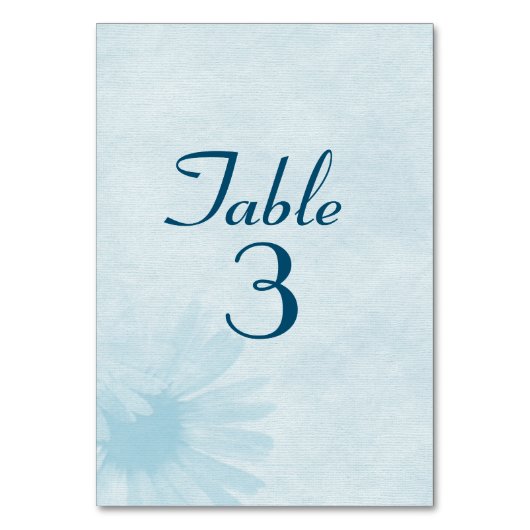 Aqua Wedding Daisy Table Number Kaart (Voorkant)