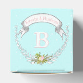 Aqua Wedding Voor doos Uw Foto Monogram Namen Bedankdoosjes (Bovenkant)