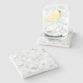 Aqua White Abstract Stenen Onderzetter (Zijkant)