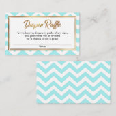 Aqua & White Chevron Diaper Raffle Kaarten (Voorkant / Achterkant)