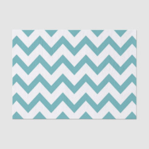 Aqua White Chevron Tissuepapier