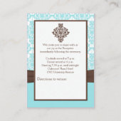 Aqua, White Damask met Brown Enclosure Kaart (Achterkant)
