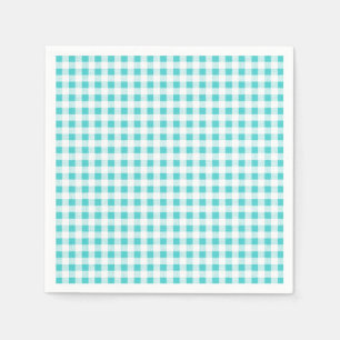 Aqua White Gingham Pattern Servetten