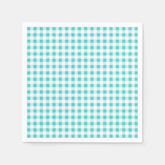 Aqua White Gingham Pattern Servetten (Voorkant)
